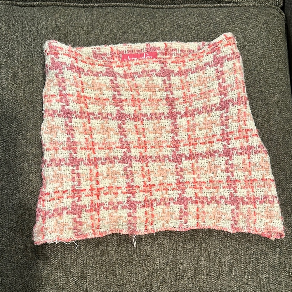Chic Pink and Purple Mini Tweed Skirt